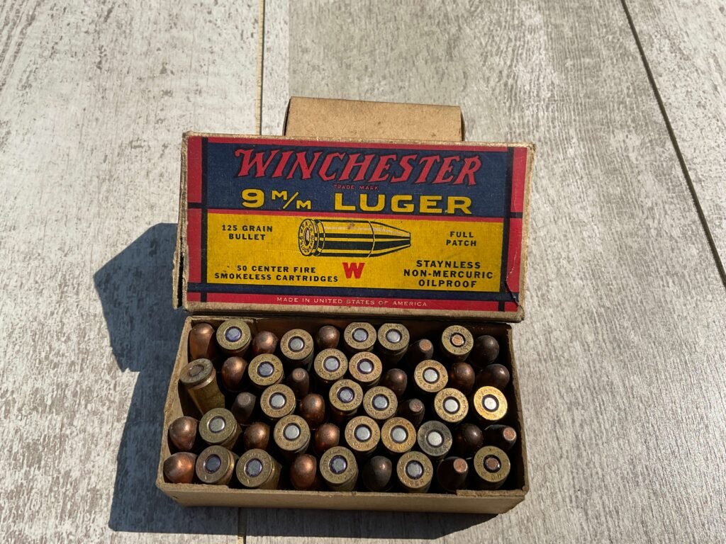 HOLMES, WINCHESTER, 9MM, 9MM LUGER, AMMO, 125GRAIN, 125GR, FULL PATCH, K9001T, VINTAGE, 1939 STYLE,