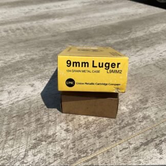UMC 9MM LUGER 124 GRAIN METAL CASE AMMO 45/BOX #3-08505-BDH
