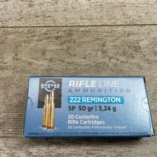 PPU RIFLELINE 222 REM. 50 GRN AMMO FULL BOX #4-06099-BL