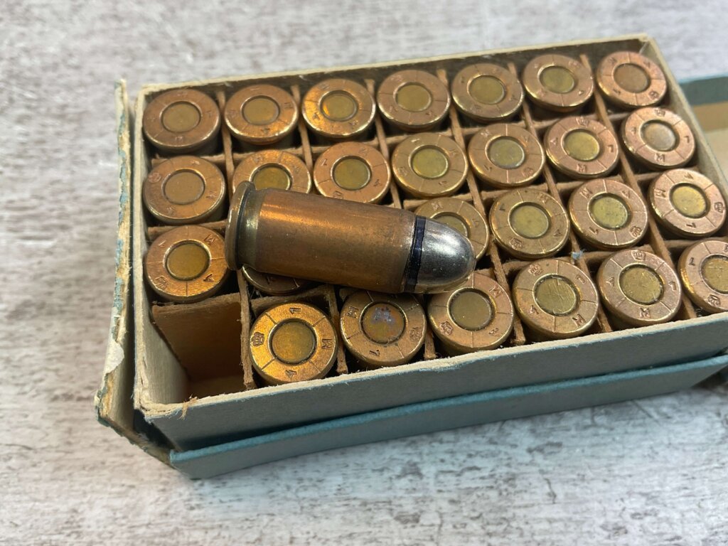 WWII ERA SWEDISH MILITARY 9MM BROWNING LONG AMMO, FULL BOX #4-09521-PF