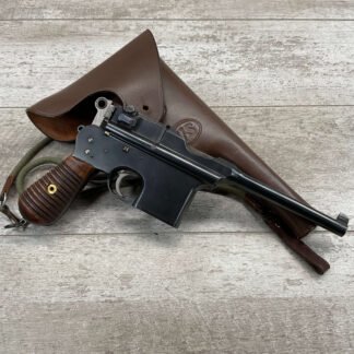 ASTRA 900 FLATSIDE BROOMHANDLE 7.63 PISTOL W/LEATHER HOLSTER #4-09118-BA