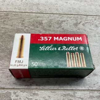 SELLIER & BELLOT .357 MAGNUM FMJ 158 GRN AMMO QTY 50 #4-10808-MT