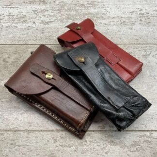 LUGER P08 LEATHER DOUBLE MAGAZINE POUCHES, QTY 3 #4-04148-JN