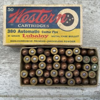 WESTERN LUBALOY 380 AUTO 95 GR. METAL CASE, VINTAGE, FULL (DAMAGED) BOX #4-11628-1-RS