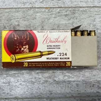 WEATHERBY .224 MAGNUM UNPRIMED BRASS AMMO, FULL BOX, VINTAGE #5-01009-PF