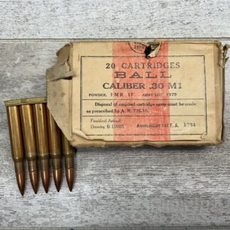 FRANKFORD ARSENAL .30 CAL M1 AMMO, FULL BOX, VINTAGE #5-01020-PF