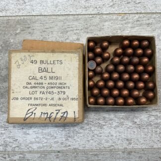 FRANKFORD ARSENAL .45 CAL M1911 BALL AMMO, 49 BULLETS, VINTAGE #5-01306-PB