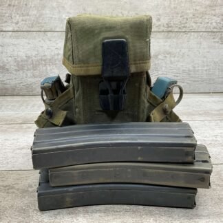 U.S. VIETNAM ERA M16 MAGAZINE & GRENADE POUCH, CONTAINS 3 MAGS & 2 DEMILLED GRENADES #5-01408-BA