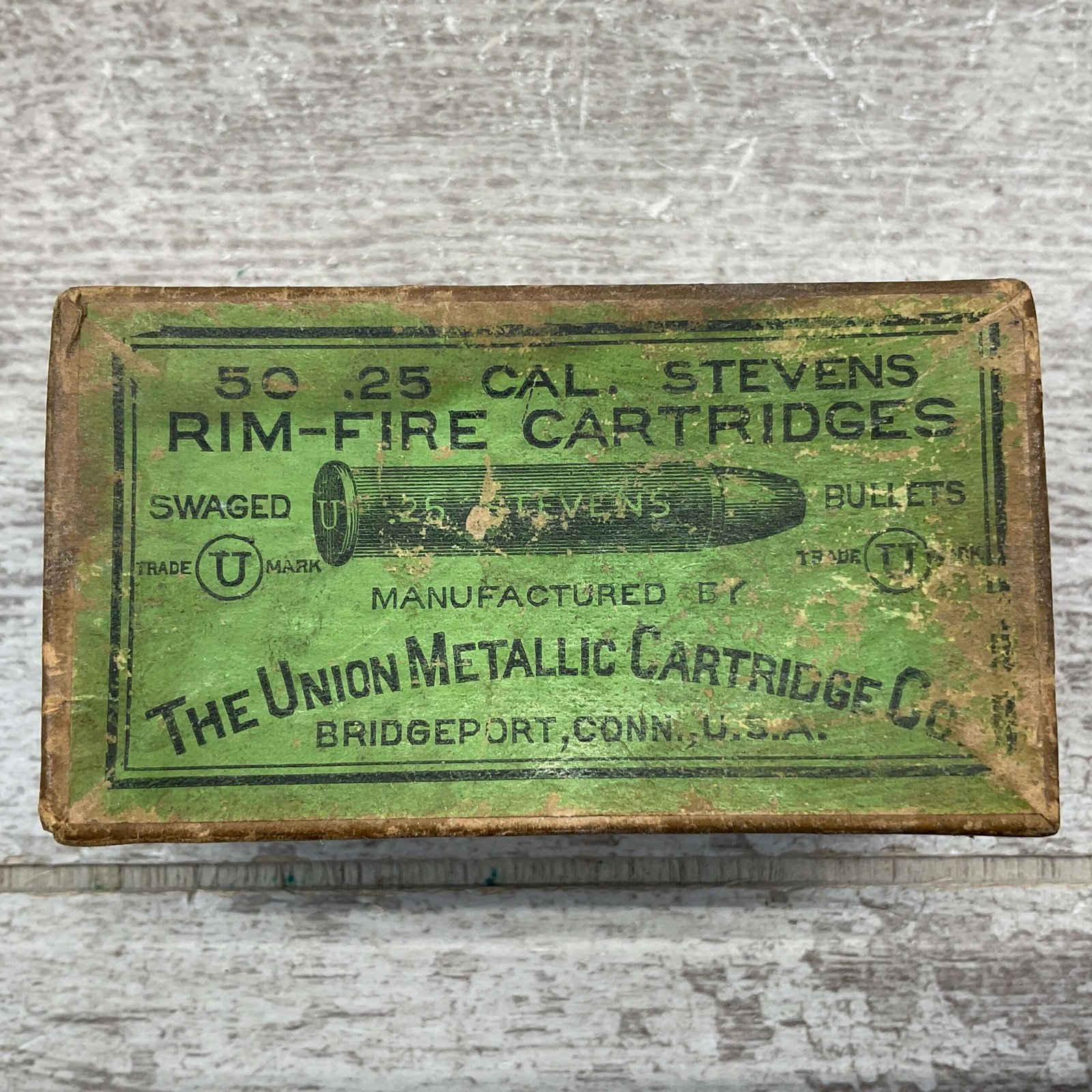 UMC .25 CAL STEVENS RIM-FIRE AMMO, EMPTY BOX, VINTAGE - Checkpoint