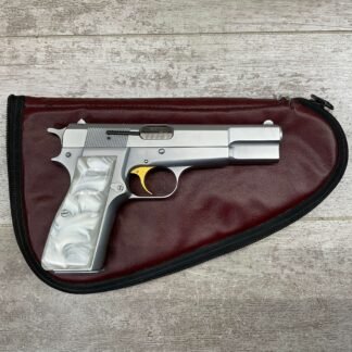 BROWNING 1974 HI POWER NICKEL 9MM SEMI AUTO PISTOL, C&R #5-04017-PF