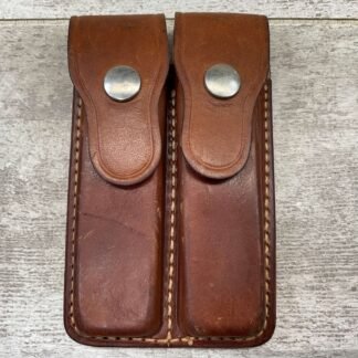BIANCHI 20-C .22/9MM TWO MAG POUCH, BROWN LEATHER #5-06142-PF