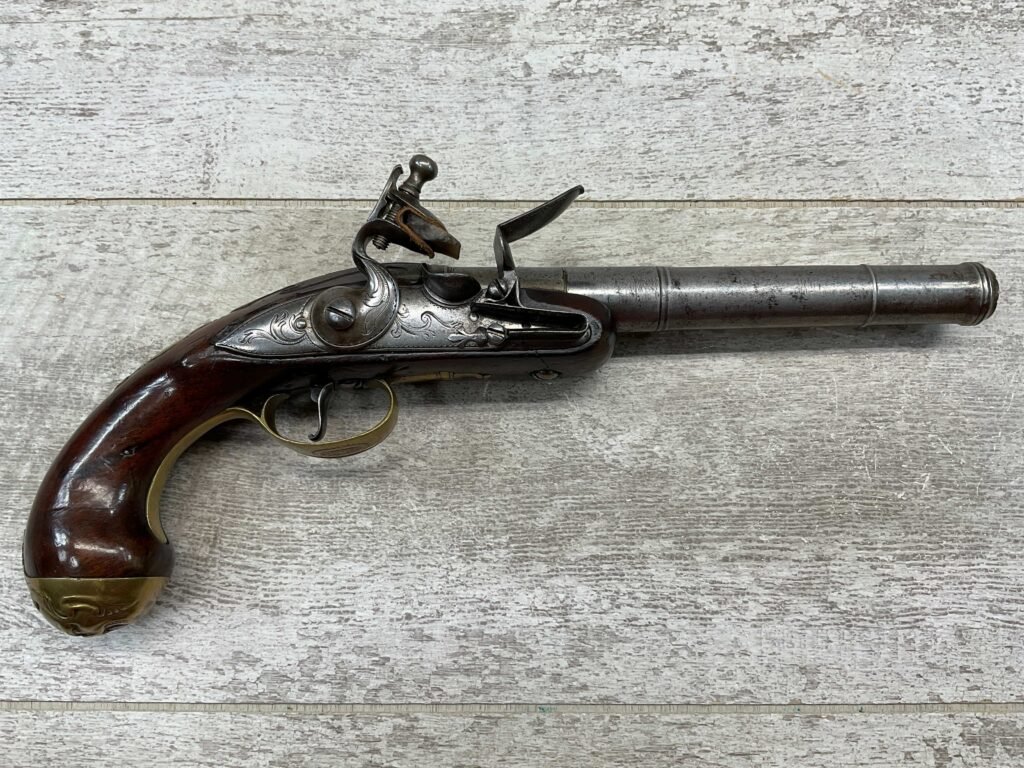 ENGLISH CANNON FLINTLOCK .58 CAL PISTOL, ANTIQUE #5-05951