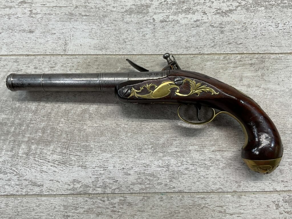ENGLISH CANNON FLINTLOCK .58 CAL PISTOL, ANTIQUE #5-05951