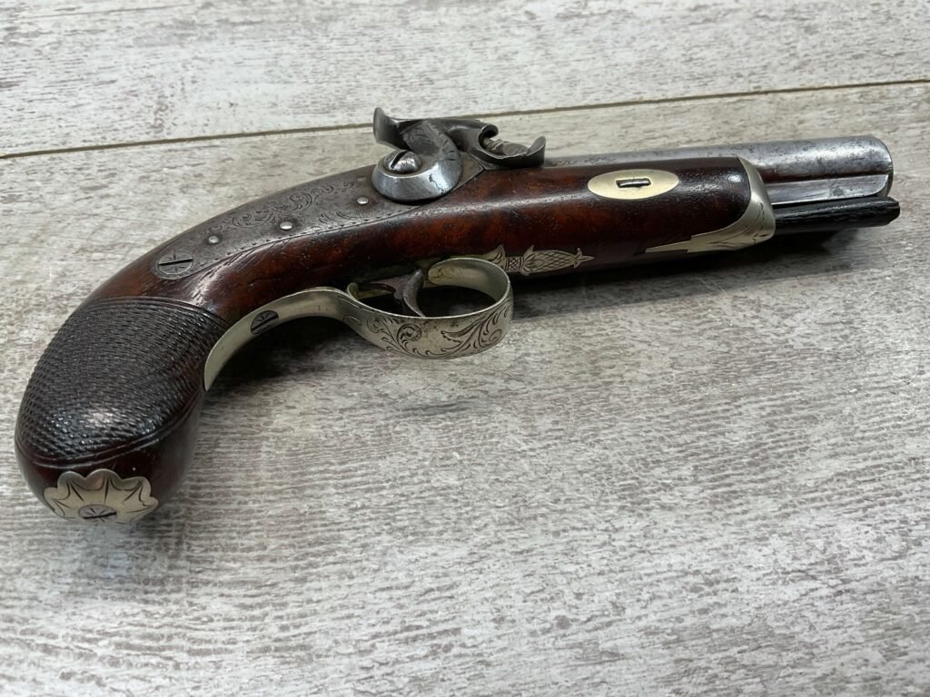 A. WURFELEIN .40CAL OVERCOAT PERCUSSION PISTOL, ANTIQUE #5-05953