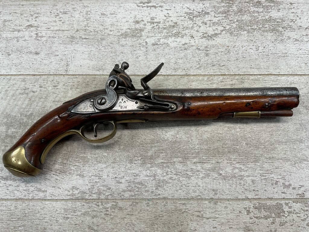 G.R. ENGLISH FLINTLOCK DRAGOON .69 CAL FLINTLOCK PISTOL, ANTIQUE #5-05955