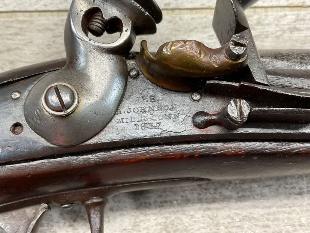 U.S. A. JOHNSON 1837 MILITARY FLINTLOCK .54 CAL PISTOL, ANTIQUE #5-05958