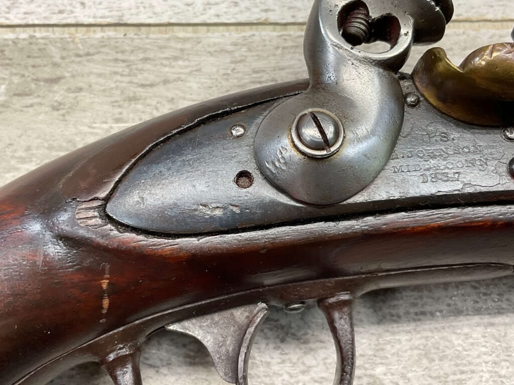 U.S. A. JOHNSON 1837 MILITARY FLINTLOCK .54 CAL PISTOL, ANTIQUE #5-05958