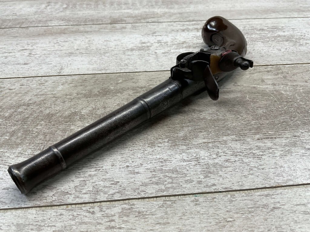 I.HALL LONDON 1750 ERA FLINTLOCK .64 CAL PISTOL, ANTIQUE #5-05961