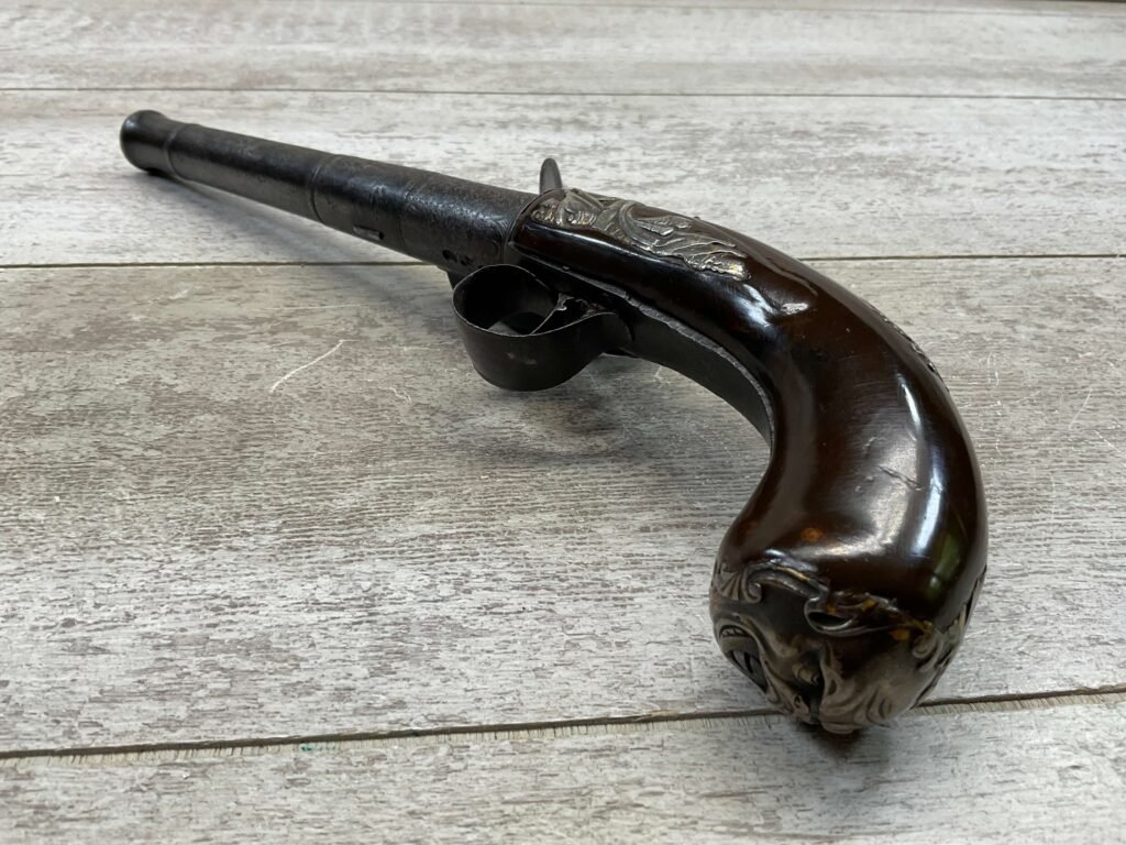 I.HALL LONDON 1750 ERA FLINTLOCK .64 CAL PISTOL, ANTIQUE #5-05961