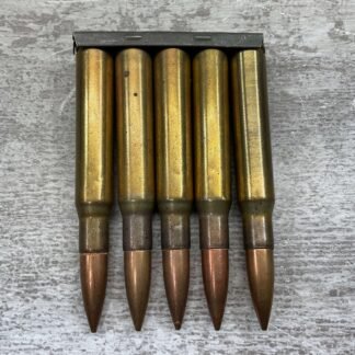 LAKE CITY AMMUNITION 1943 30-06 GOVERNMENT AMMO, QTY 5, VINTAGE #5-03460-BA