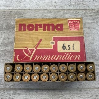 NORMA 6.5 JAP 156 GR. SP ROUND NOSE OLYMPIC MATCH GRADE AMMO, FULL BOX, VINTAGE #5-06403-KM