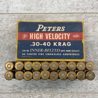 PETERS HIGH VELOCITY .30-40 KRAG 180 GRN INNER-BELTED SOFT POINT BULLET VINTAGE AMMO, QTY 20 #3-08635-BDH