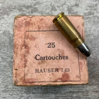 FN 7.63 MAUSER STEEL JACKETED AMMO, QTY 18, VINTAGE #5-07004-PF