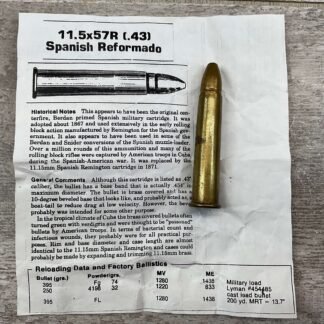 SPANISH REMINGTON REFORMADO 11.5X57R (.43) AMMO, VINTAGE #5-07005-PF