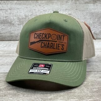 LEATHERING CO. RICHARDSON CUSTOM CHECKPOINT CHARLIE'S ARMY OLIVE TAN TRUCKER HAT, NEW #THAT-OLIVE
