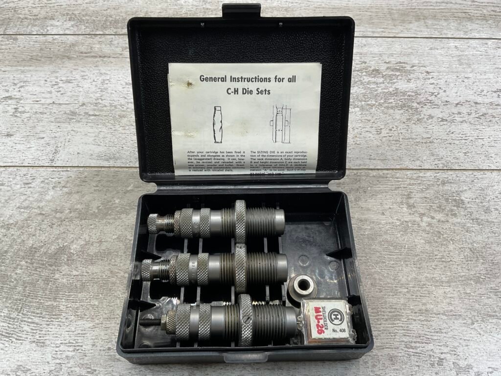 C-H TOOL & DIE CORP. 8MM NAMBU DIE SET W/ SHELL HOLDER, VINTAGE #5-08584