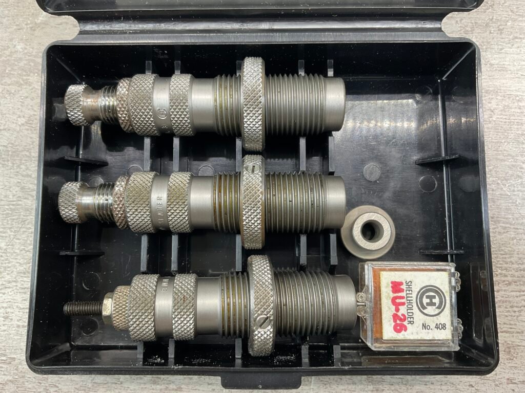 C-H TOOL & DIE CORP. 8MM NAMBU DIE SET W/ SHELL HOLDER, VINTAGE #5-08584