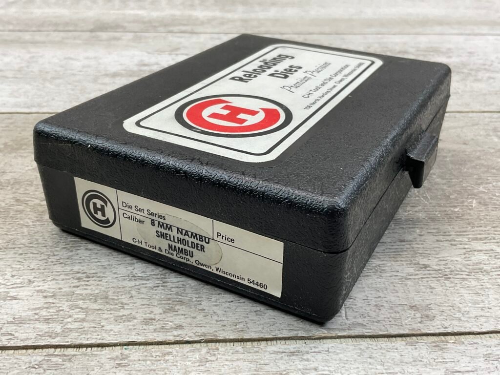 C-H TOOL & DIE CORP. 8MM NAMBU DIE SET W/ SHELL HOLDER, VINTAGE #5-08584