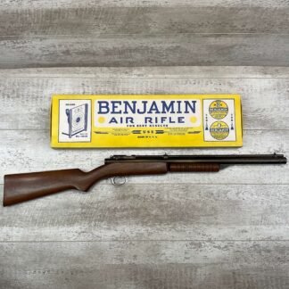 "BENJAMIN FRANKLIN" MODEL 312 .22 CAL PUMP ACTION AIR RIFLE W/ ORIGINAL BOX, VINTAGE, RARE #5-08569-BDH