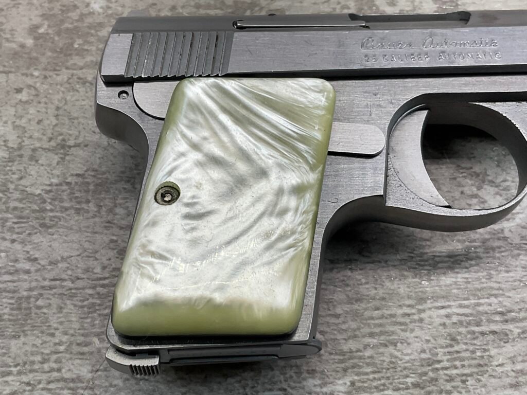BAUER "BABY" .25 ACP STAINLESS SEMI AUTO POCKET PISTOL, BROWNING CLONE, C&R #5-08023-PF