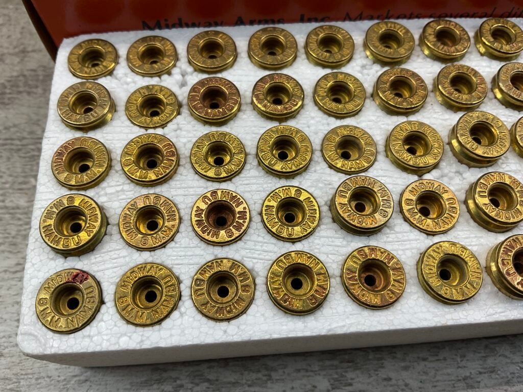 MIDWAY ARMS 8MM NAMBU AMMO SHELLS, FULL BOX, VINTAGE #5-08586-BDH