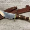 BLACKJACK INTERNATIONAL OBADIAH SKINNER STAG BONE HUNTING KNIFE W/ LEATHER SHEATH #5-08040-PF