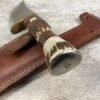 BLACKJACK INTERNATIONAL OBADIAH SKINNER STAG BONE HUNTING KNIFE W/ LEATHER SHEATH #5-08040-PF