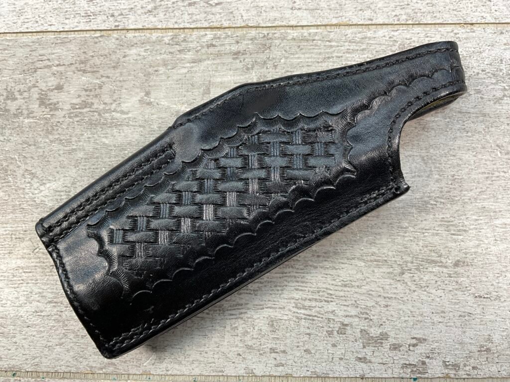 SAFARILAND BLACK LEATHER HOLSTER #2 BASKETWEAVE S&W 9MM 1 3/4 #5-08924