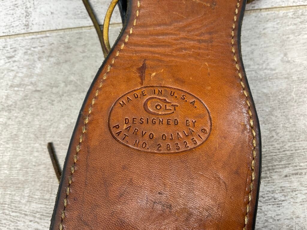 COLT MFR HOLSTER & BELT (DYED BLACK) DESIGNED BY ARVO OJALA, MARKED "45 M" #5-08925