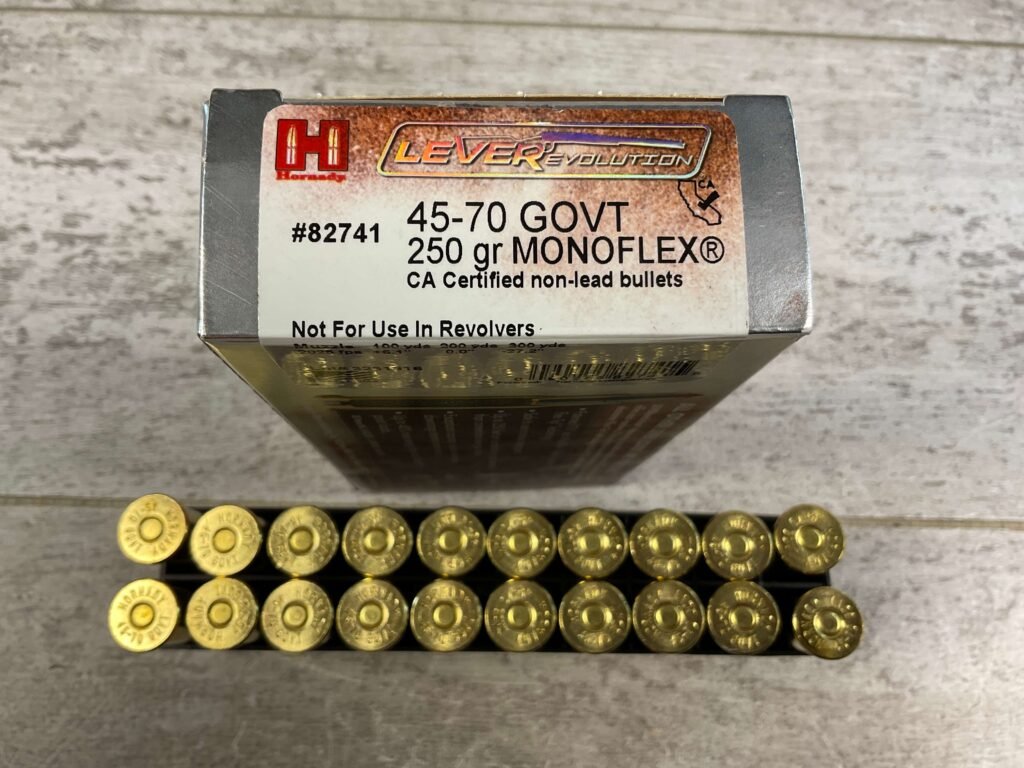 HORNADY LEVEREVOLUTION 45-70 GOVT, 250 GR. MONOFLEX AMMO, FULL BOX #5-10540-RB