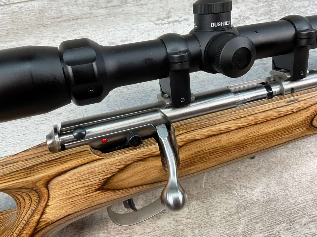 SAVAGE MARK II BTVS 22 LR ONLY BOLT ACTION STAINLESS RIMFIRE RIFLE, MINTY #5-09500