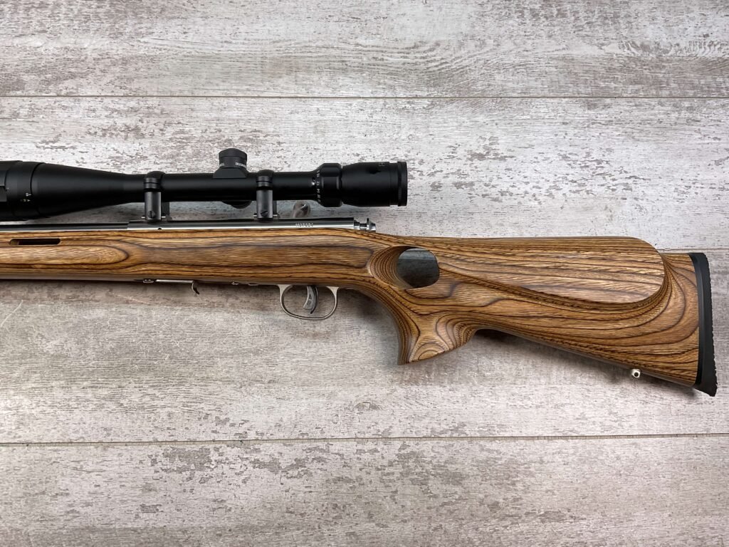 SAVAGE MARK II BTVS 22 LR ONLY BOLT ACTION STAINLESS RIMFIRE RIFLE, MINTY #5-09500