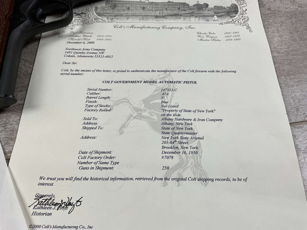 COLT 1911A1 GOVT MOD - NEW YORK 45 ACP SEMI AUTO PISTOL, JAMES EARL JONES COLLECTION #5-10728