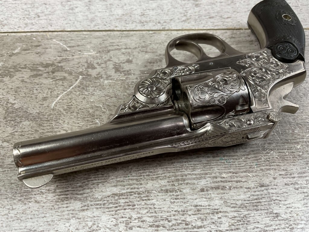 IVER JOHNSON .38 BREAK TOP NICKLE & ENGRAVED REVOLVER, JAMES EARL JONES COLLECTION #5-10734