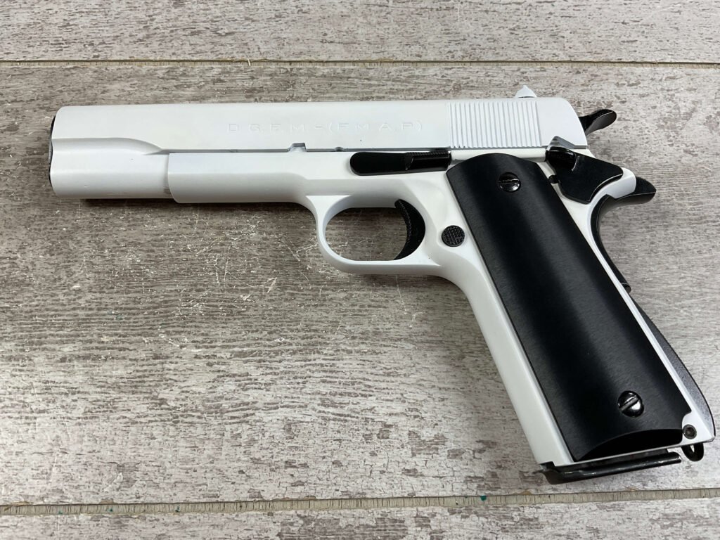 D.G.F.M. 1911A1 .22LR SEMI AUTO PISTOL, WHITE FINISH, JAMES EARL JONES COLLECTION #5-10746