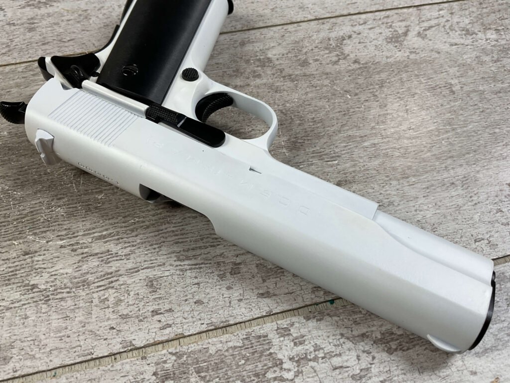 D.G.F.M. 1911A1 .22LR SEMI AUTO PISTOL, WHITE FINISH, JAMES EARL JONES COLLECTION #5-10746