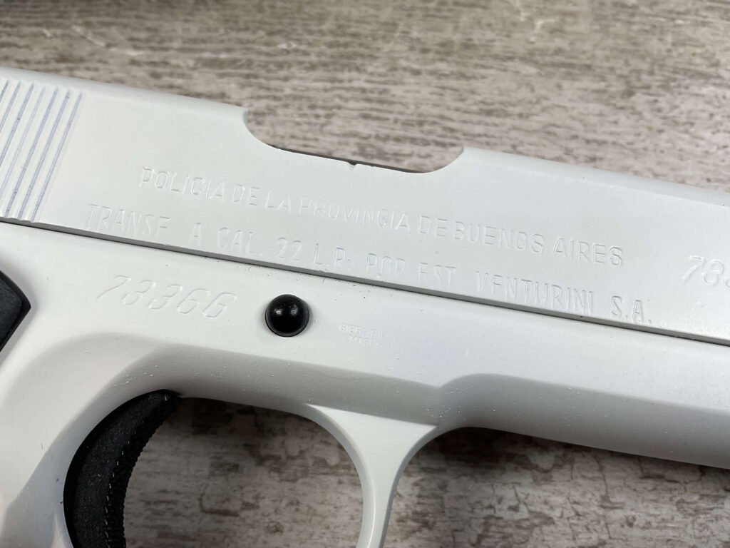 D.G.F.M. 1911A1 .22LR SEMI AUTO PISTOL, WHITE FINISH, JAMES EARL JONES COLLECTION #5-10746