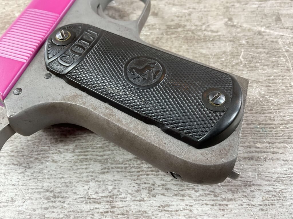 COLT 1903 POCKER HAMMER 38ACP, 1908 MFR FRAME, PINK UPPER, JAMES EARL JONES COLLECTION #5-10748