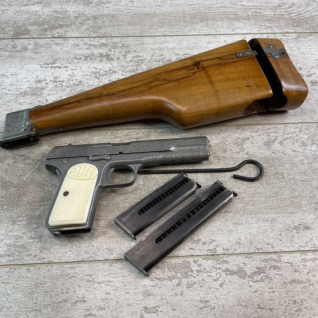 FN 1903 ENGRAVED SEMI AUTO PISTOL W/ SHOULDER STOCK, JAMES EARL JONES COLLECTION, RARE #5-10769