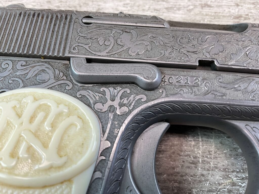 FN 1903 ENGRAVED SEMI AUTO PISTOL W/ SHOULDER STOCK, JAMES EARL JONES COLLECTION, RARE #5-10769